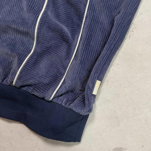 Urban Outfitters Blue Corduroy Long Sleeve Polo Shirt Retro Vertical Stripe Sz M - Picture 7 of 10